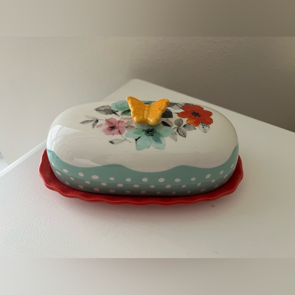 Pioneer Woman | Flea Market Butterfly Butter Dish Ceramic Stoneware